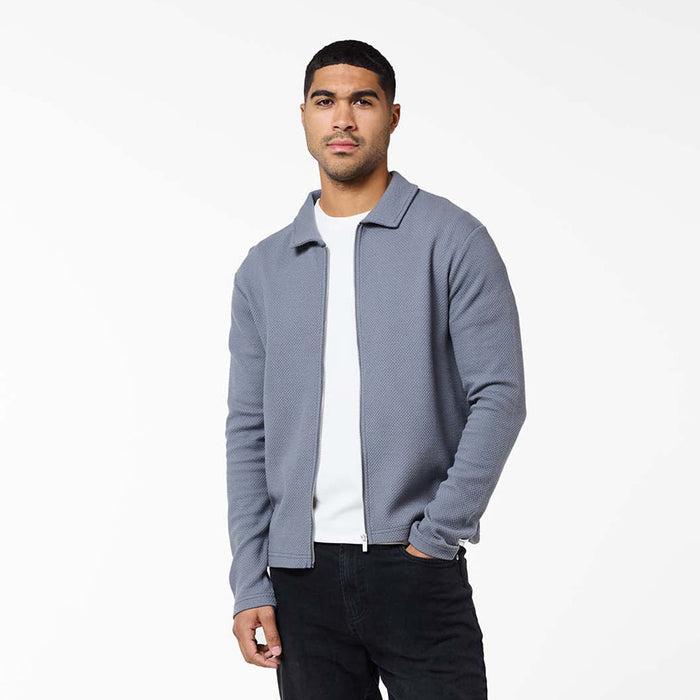 Textured Full Zip Overshirt | Mid Grey