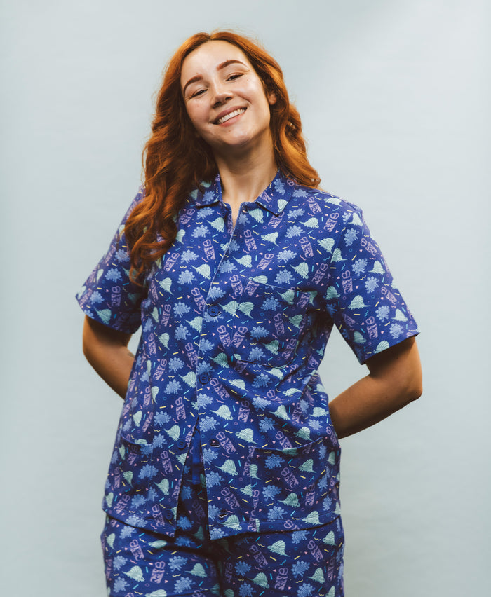 The Ten Minute Power Hour - Dinos and Cups Short Sleeved Pajama Shirt