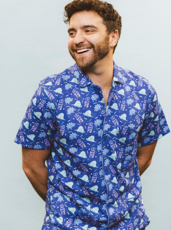 The Ten Minute Power Hour - Dinos and Cups Short Sleeved Pajama Shirt