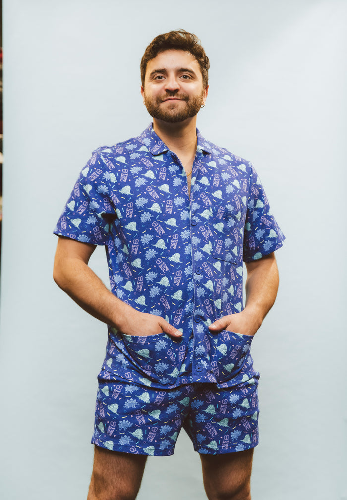 The Ten Minute Power Hour - Dinos and Cups Short Sleeved Pajama Shirt