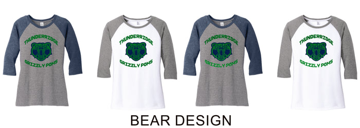 Thunder Ridge Poms Ladies or Unisex Raglan Tee- 2 Colors