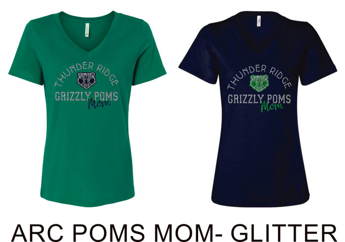Thunder Ridge POMS MOM Ladies V-Neck Tee