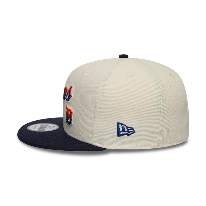 Pictured is this MLB Ombre Script Detroit Tigers 9FIFTY Snapback cap in light beige & navy. 5