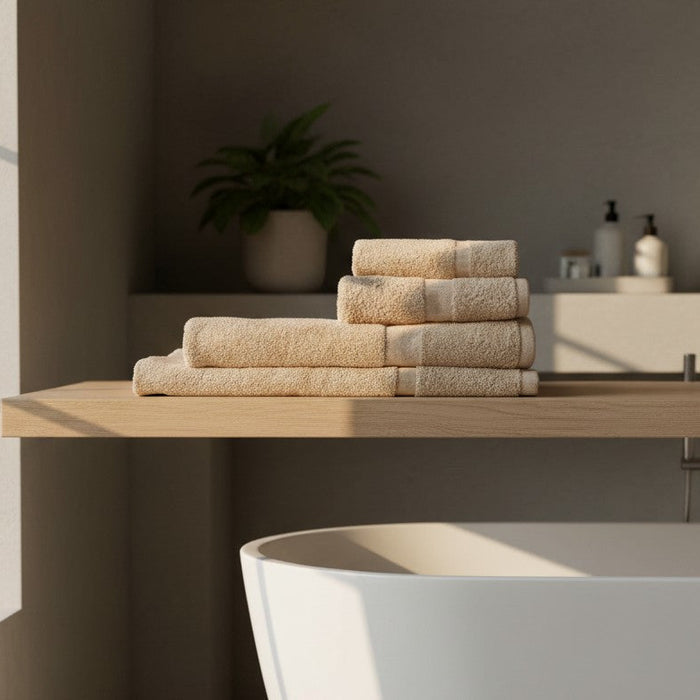TMC Collection Cotton Blend Ring Spun Beige Towels By Rifz Textiles