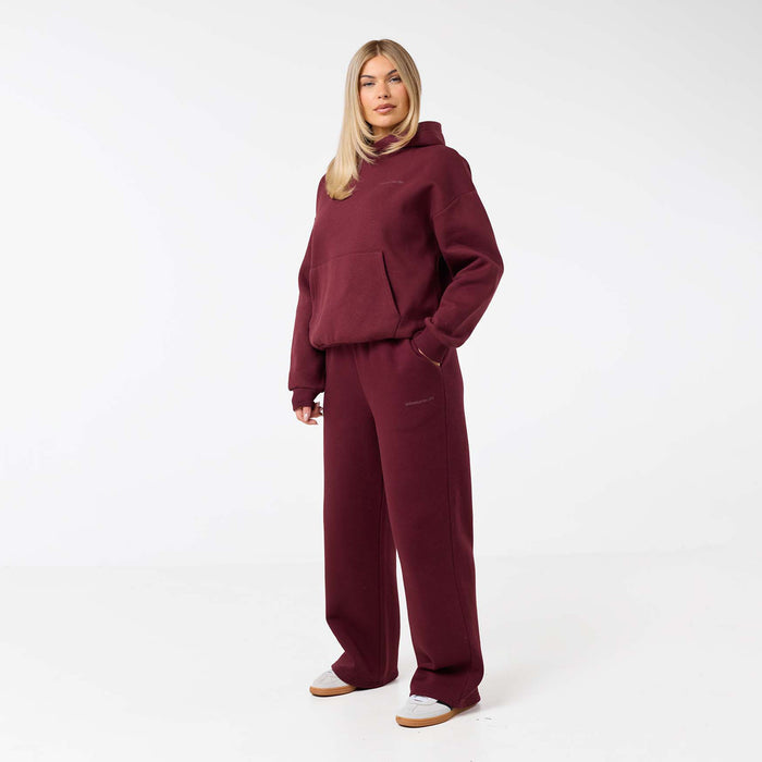 Tonal Core Logo Open Hem Tracksuit | Burgundy