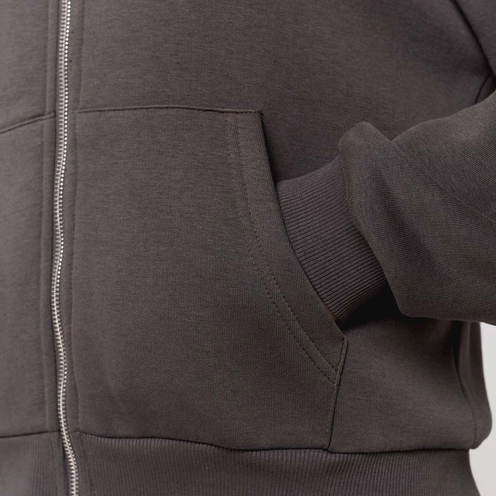 Tonal Core Logo Zip Hoodie | Dark Coffee