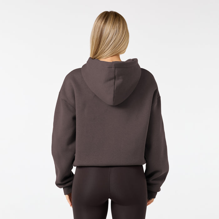 Tonal Core Logo Zip Hoodie | Dark Coffee