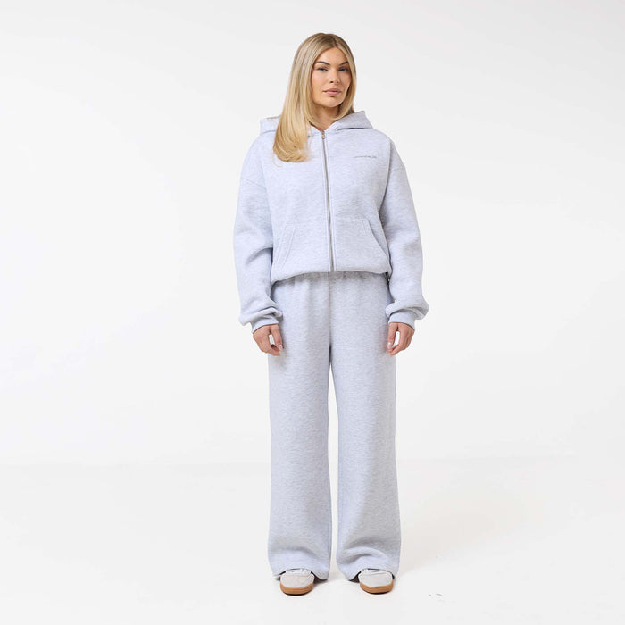 Tonal Core Logo Zip Hoodie | Grey Marl