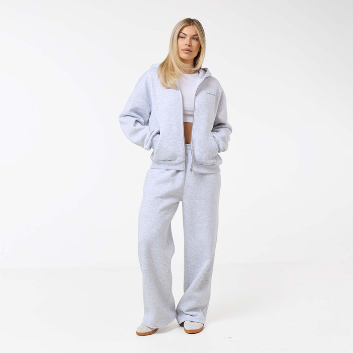 Tonal Core Logo Zip Open Hem Tracksuit  | Grey Marl