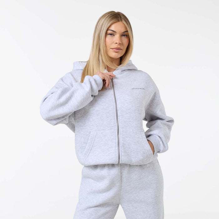 Tonal Core Logo Zip Open Hem Tracksuit  | Grey Marl