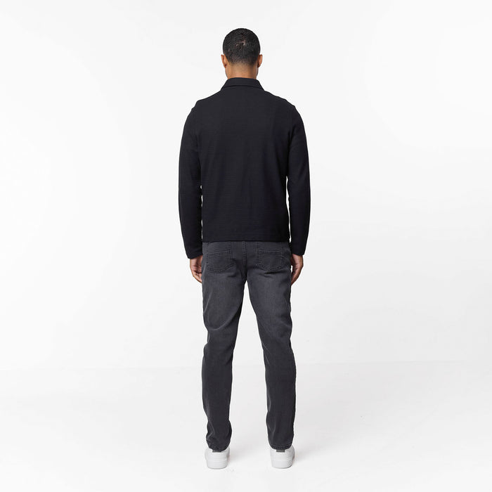 Tonal Knit Zip Overshirt | Black