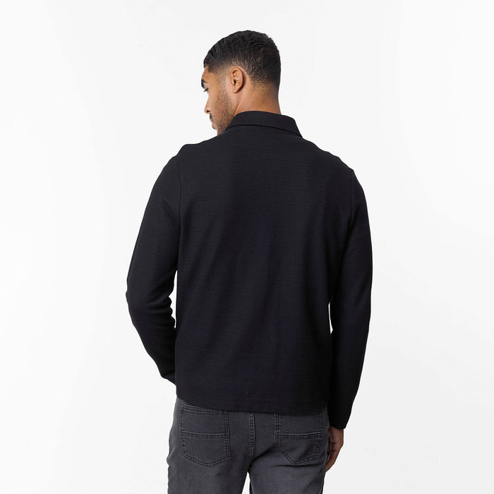 Tonal Knit Zip Overshirt | Black
