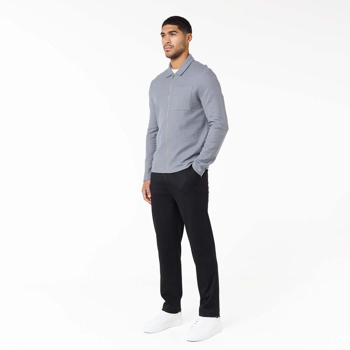 Tonal Knit Zip Overshirt | Mid Grey