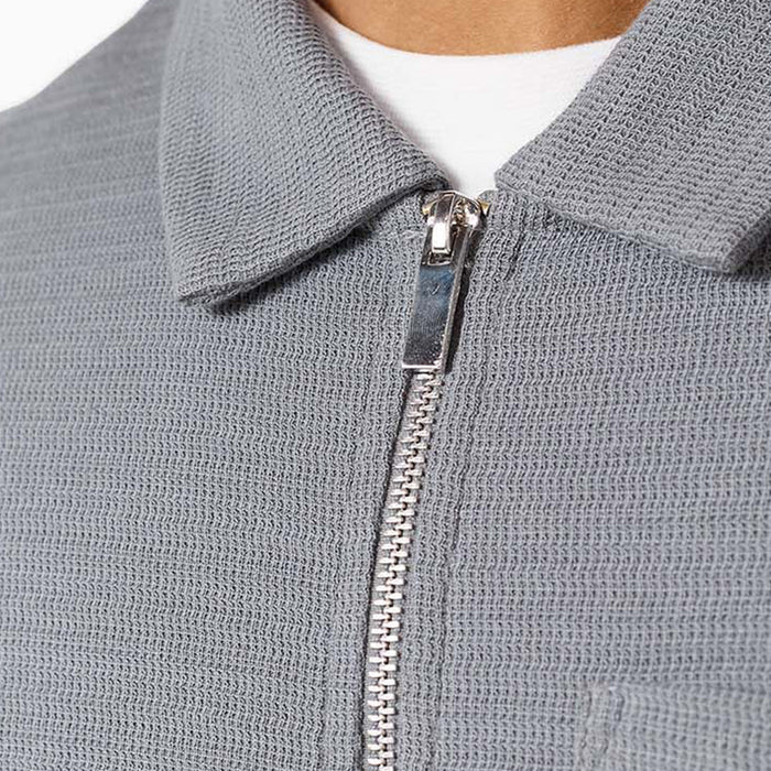 Tonal Knit Zip Overshirt | Mid Grey