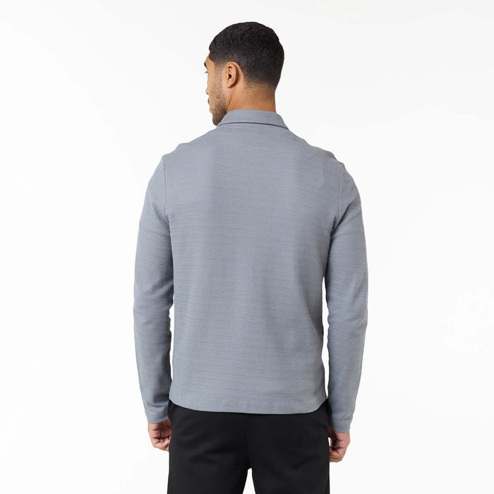 Tonal Knit Zip Overshirt | Mid Grey