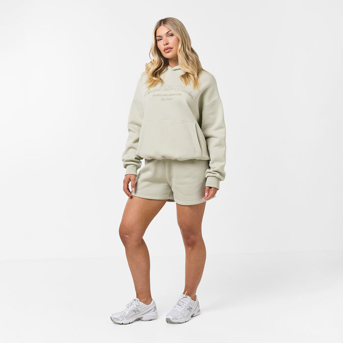Tonal Script Hood Twinset | Pistachio