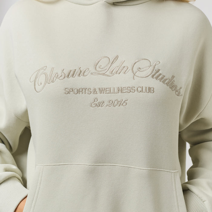 Tonal Script Hood Twinset | Pistachio