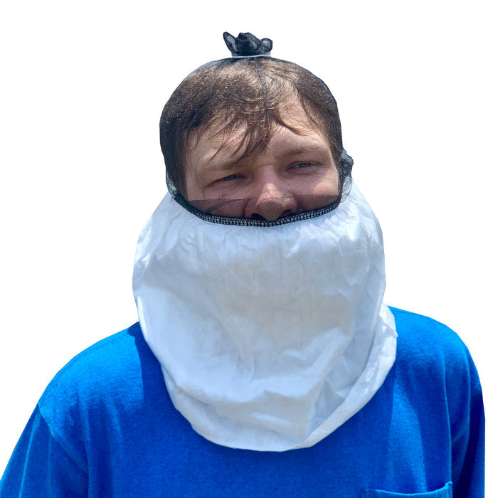 Rescue Essentials TranZport Hood, on head (front view)