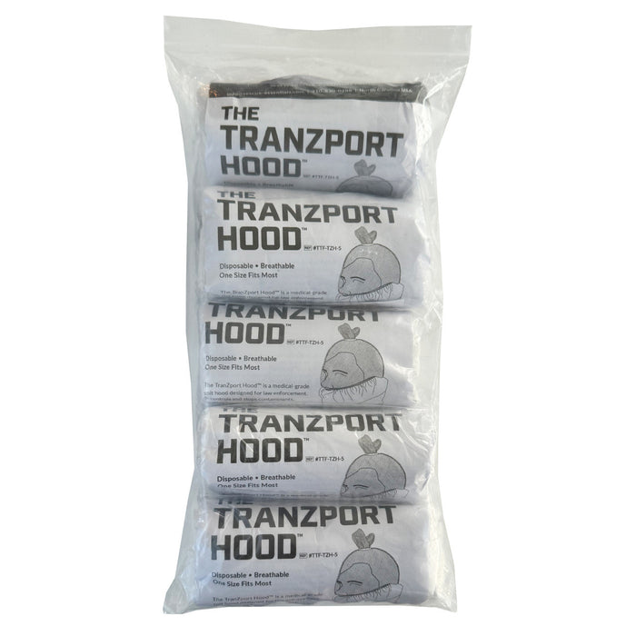 Rescue Essentials TranZport Hood, 5/Pack, spit hood packaged back