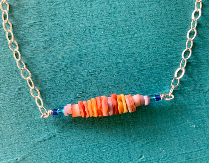 Tropical Scallop Chip Bar Necklace
