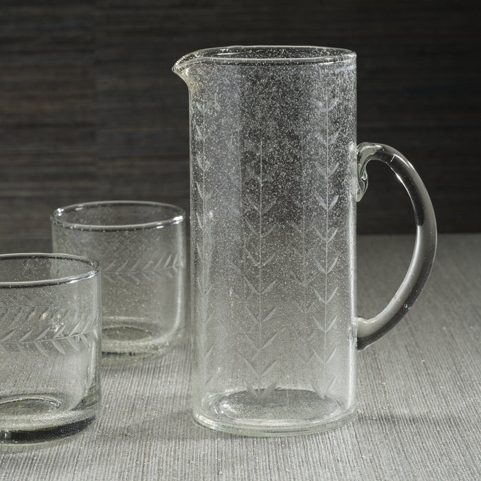 Tuscan Handmade Etched Glass Pitcher - Drinkware by Carlyle Avenue