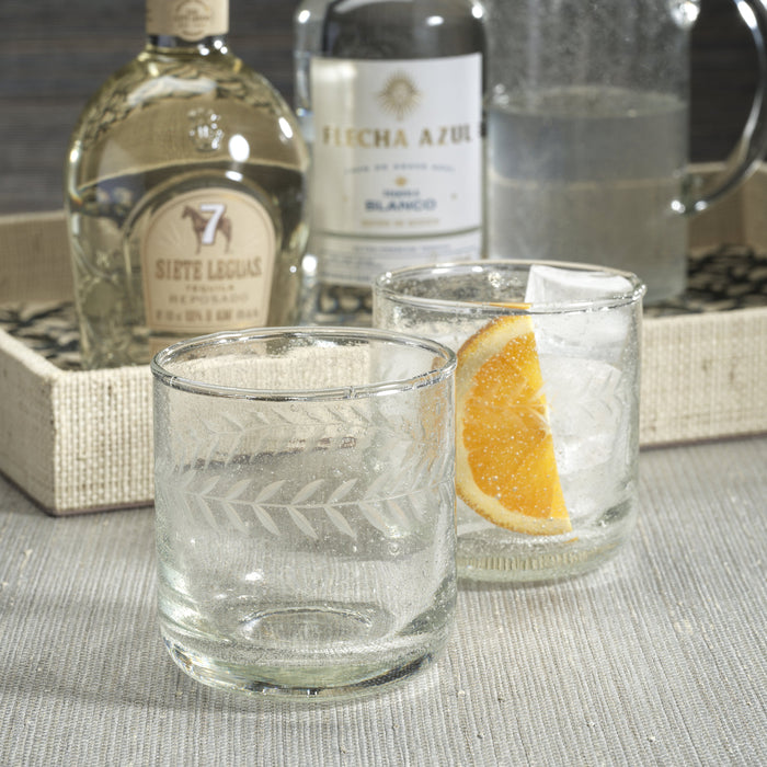 Tuscan Handmade Etched Glass Tumbler - Set of 4 - Drinkware by Carlyle Avenue