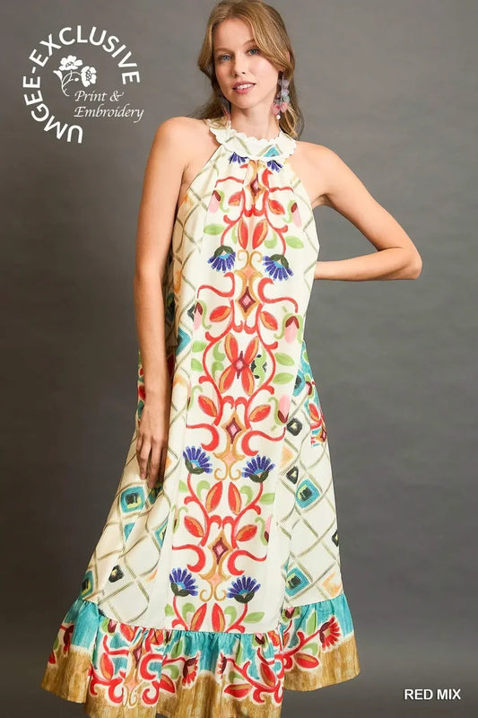 Umgee Halter Neck Printed Maxi