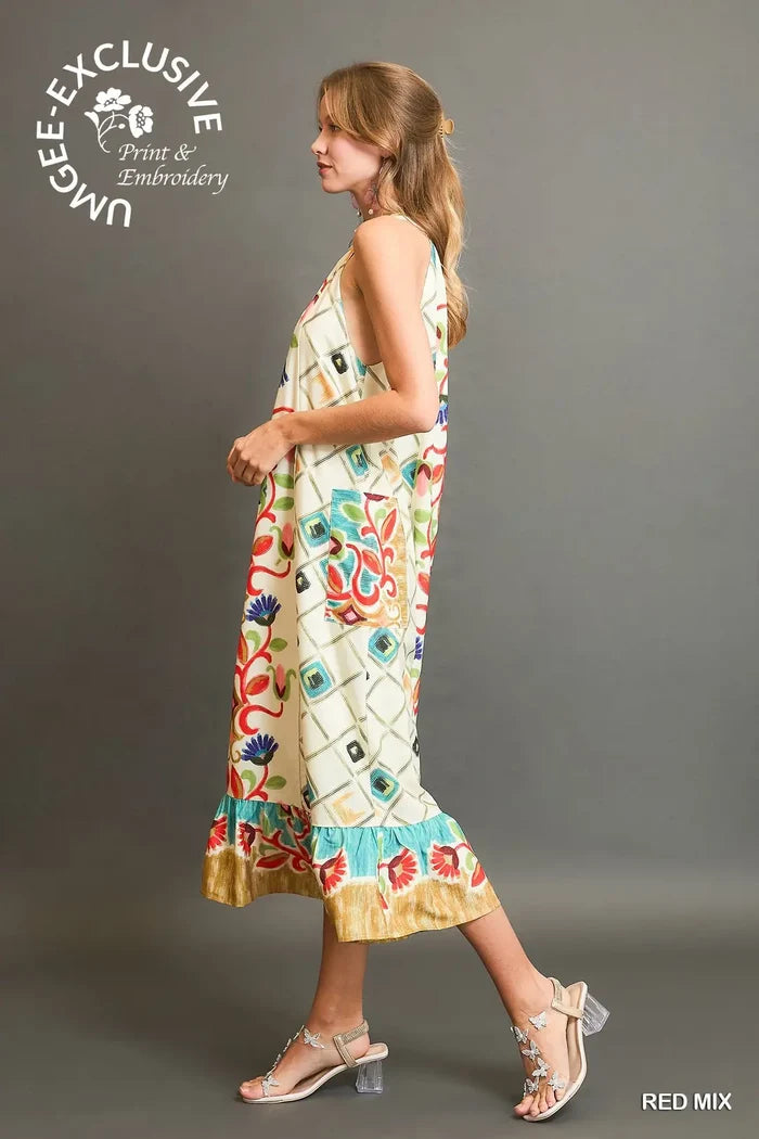 Umgee Halter Neck Printed Maxi