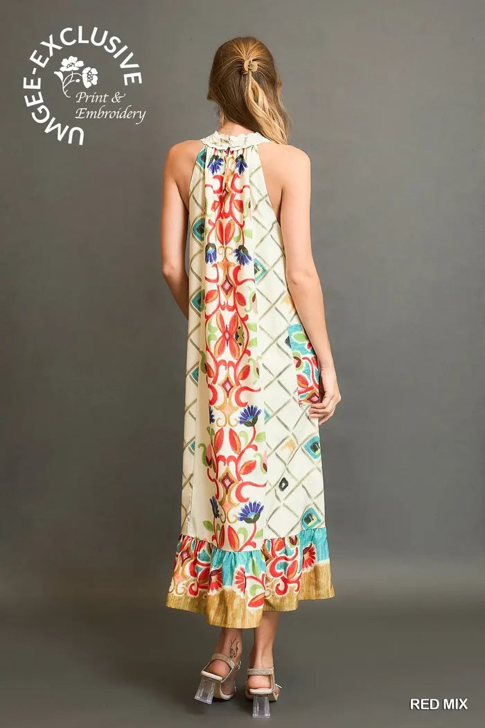 Umgee Halter Neck Printed Maxi