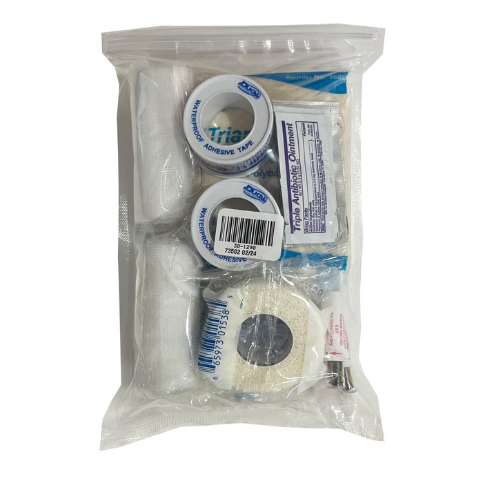 Universal First Aid Refill Kit, back of packaging