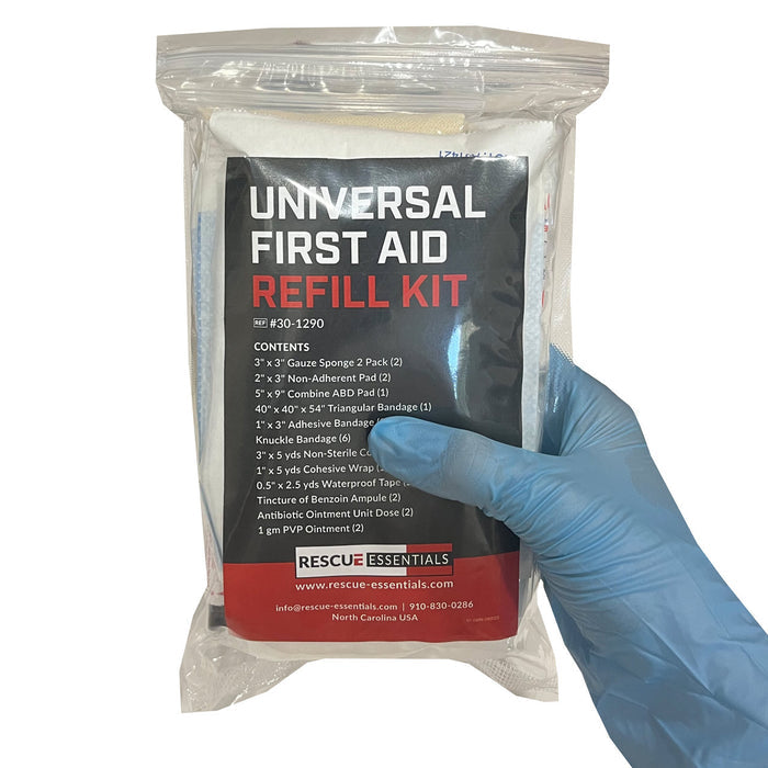 Universal First Aid Refill Kit, in hand- front
