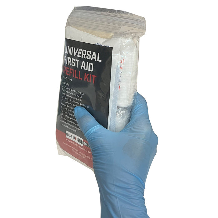 Universal First Aid Refill Kit, in hand- side