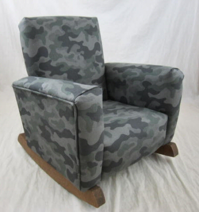 Upholstered Rocker  Baby Blue Suede