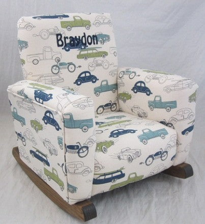Upholstered Rocker  Gray Suede