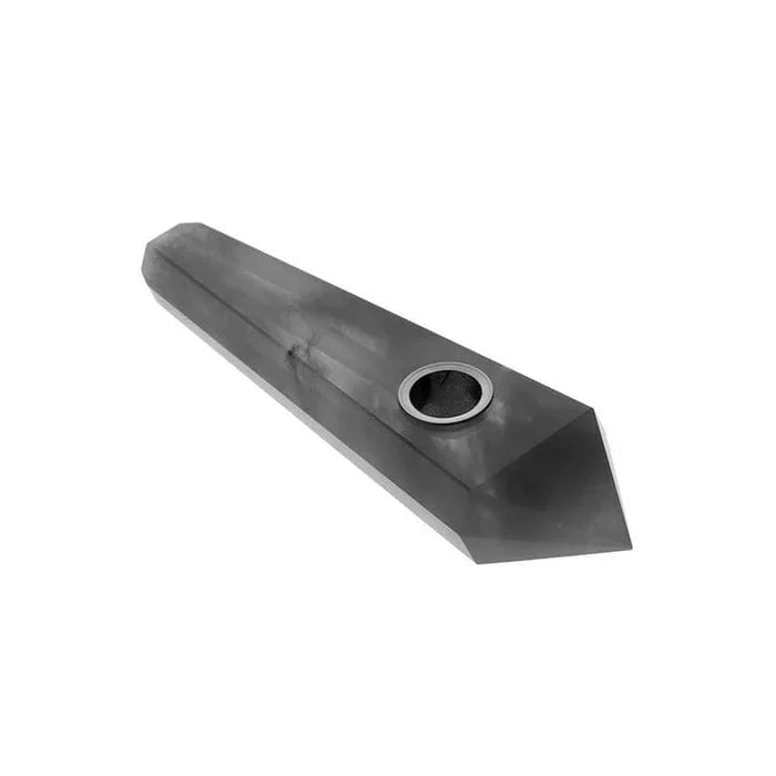 A side view of the Valiant Crystal Pipe - Opal, showing the sleek, translucent design and smooth curvature.