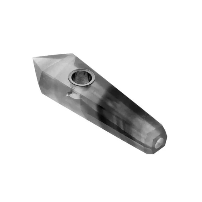 A sleek, angled view of the Valiant Crystal Pipe-Obsidian, showcasing its dark, crystalline form against a plain white background.