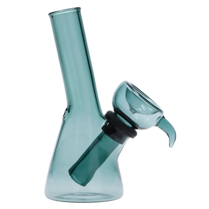 A teal, 4.3-inch Valiant Mini Water Pipe is shown in a front view, highlighting its compact size and simple design.