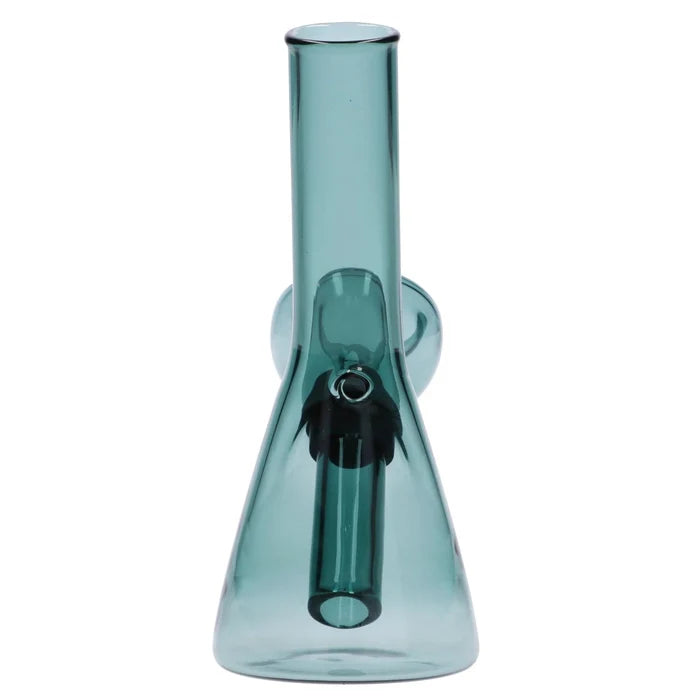 Front view of the 4.3-inch Valiant Mini Water Pipe in teal, showcasing its sleek, compact design against a plain background.