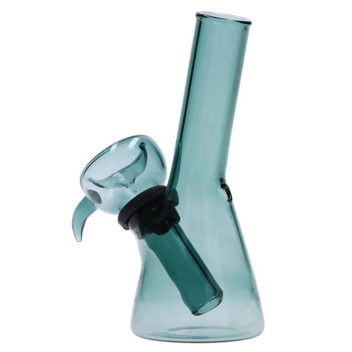 A three-quarter view of the 4.3-inch Valiant Mini Water Pipe in teal, displaying its simple, cylindrical form.