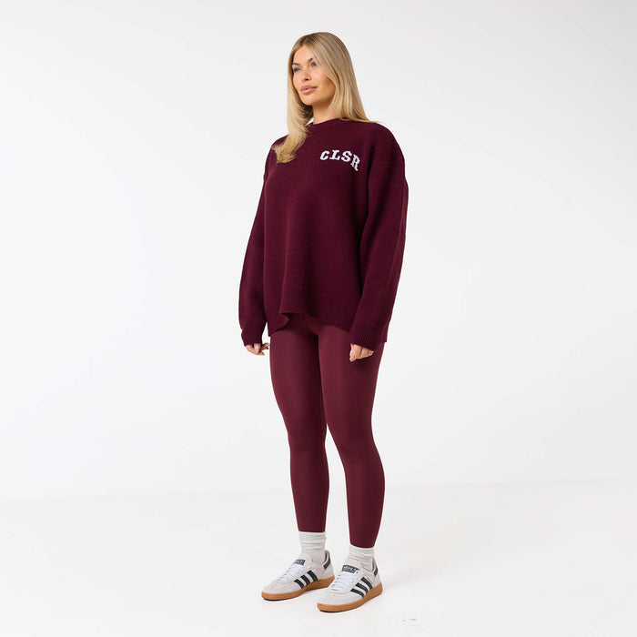 Varsity CLSR Knit Crew Neck | Burgundy