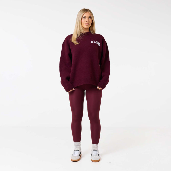 Varsity CLSR Knit Crew Neck | Burgundy