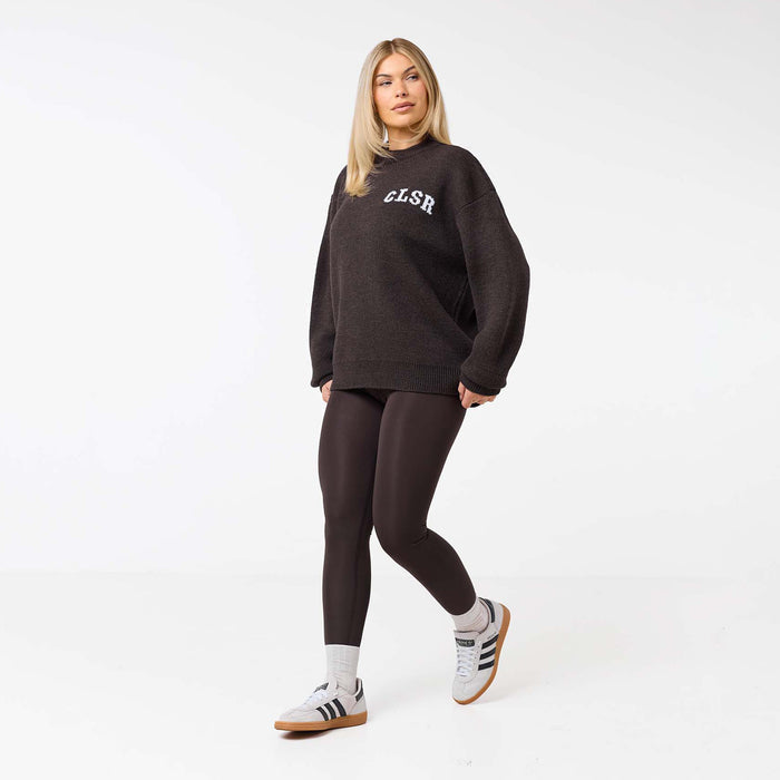 Varsity CLSR Knit Crew Neck | Coffee