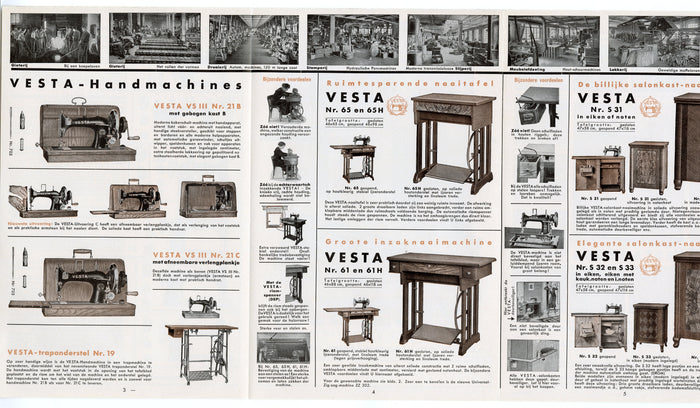 Vintage 1920s-1930s Dutch VESTA SEWING MACHINE Fold Out Eight Page Advertisement Brochure