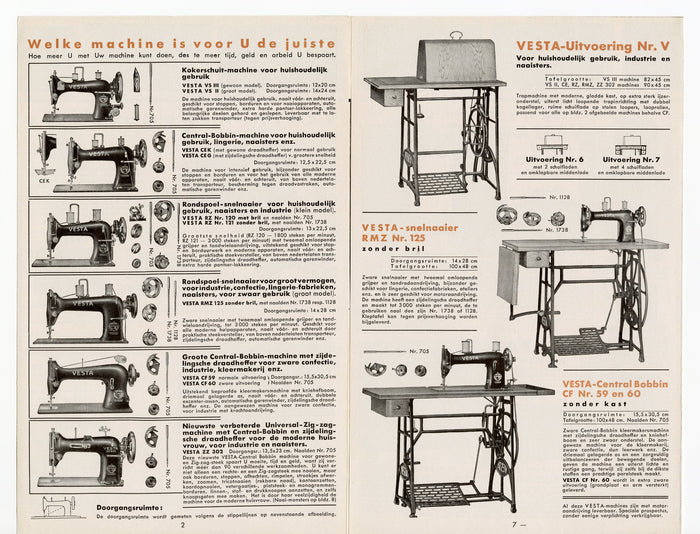 Vintage 1920s-1930s Dutch VESTA SEWING MACHINE Fold Out Eight Page Advertisement Brochure