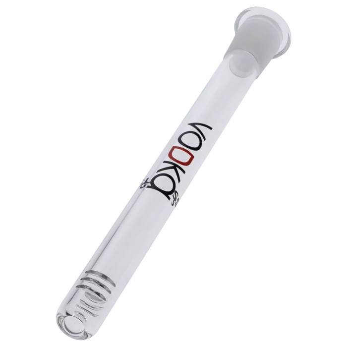 A clear glass Vodka Downstem - 14-18 Flush Mount - 185mm is displayed at a slight angle against a plain white background.