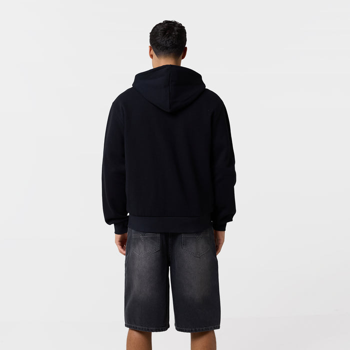Waffle Full Zip Hoodie | Black