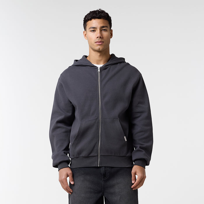 Waffle Full Zip Hoodie | Charcoal