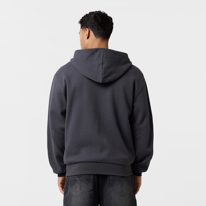 Waffle Full Zip Hoodie | Charcoal