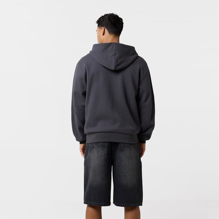 Waffle Full Zip Hoodie | Charcoal