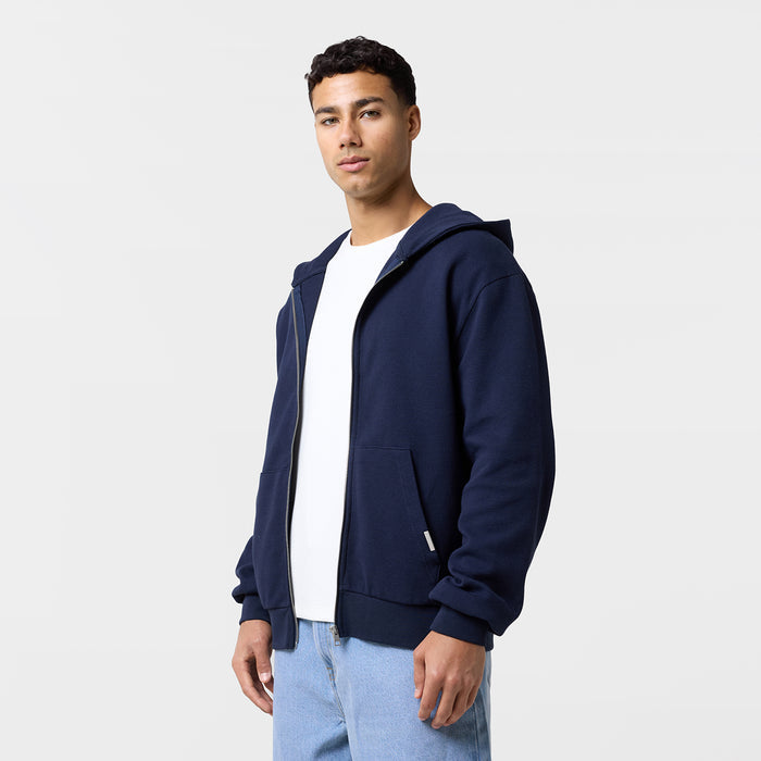 Waffle Full Zip Hoodie | Navy